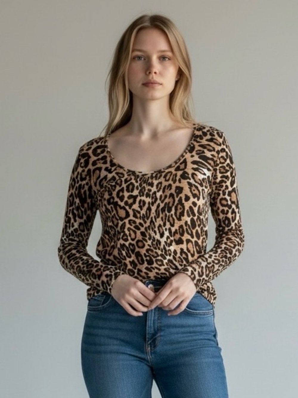 Zara Leopard Print Long Sleeve Tee